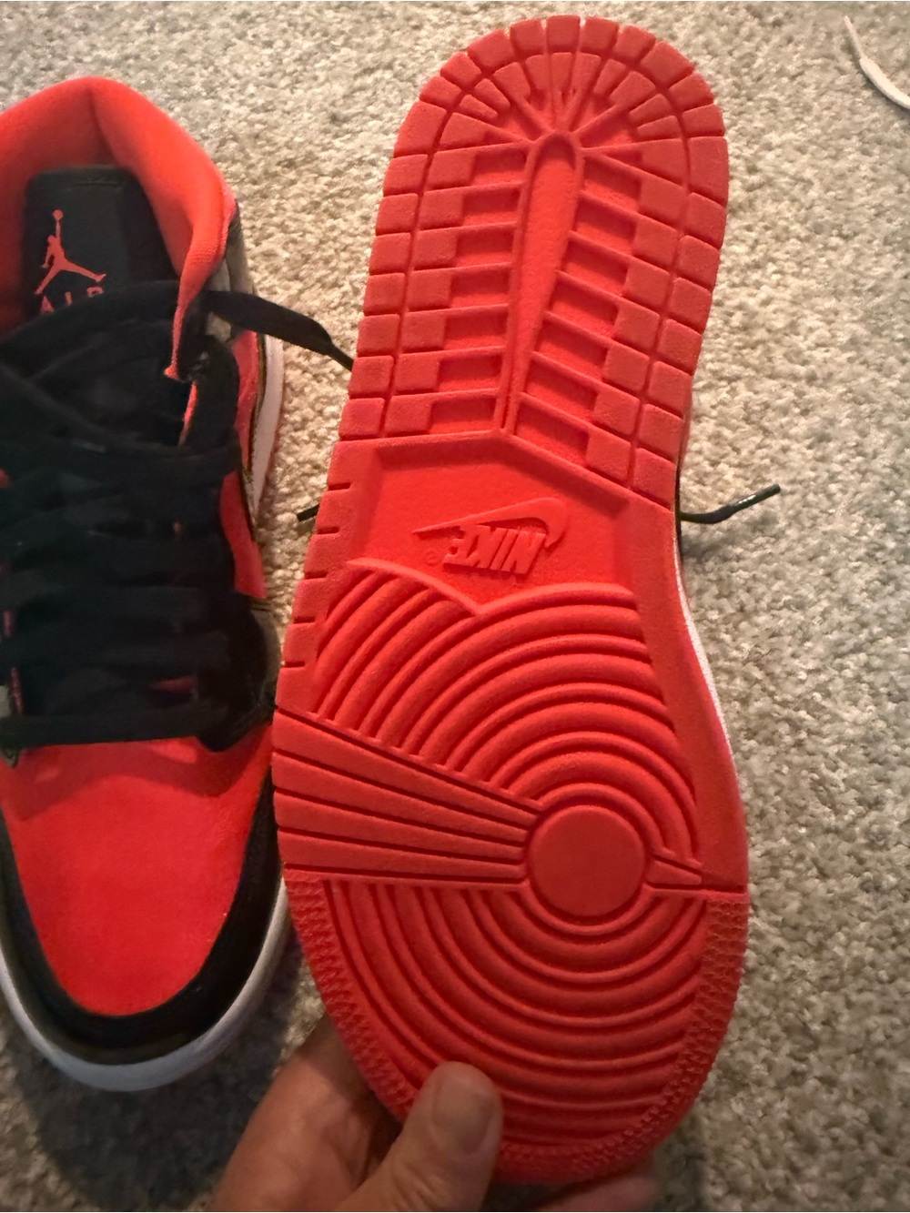 Nike Women's neon Red and Black High-Top Sneakers - Picture 2 of 3